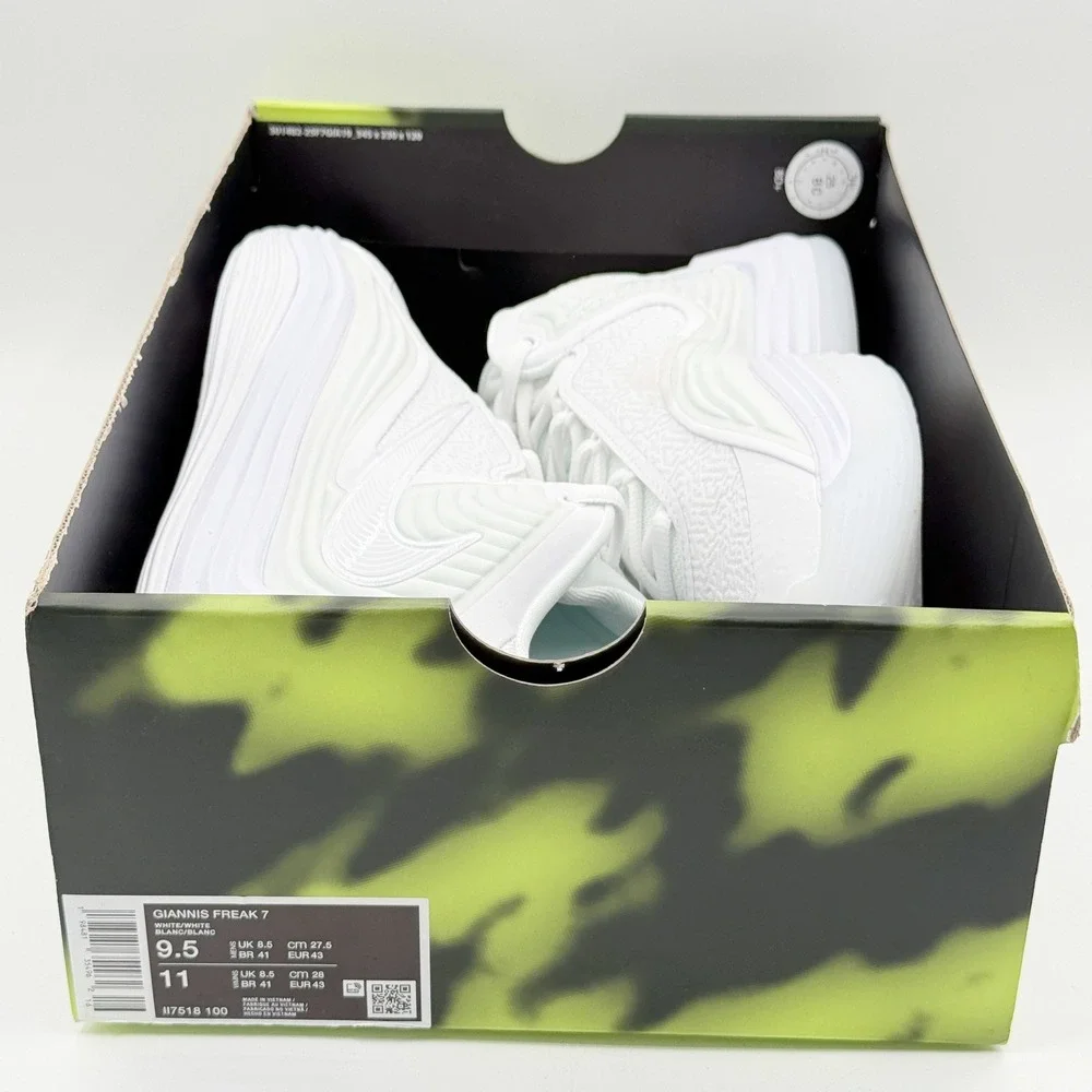 Nike Giannis Freak 7 Size 9.5 Mens White/White II7518-100, NEW